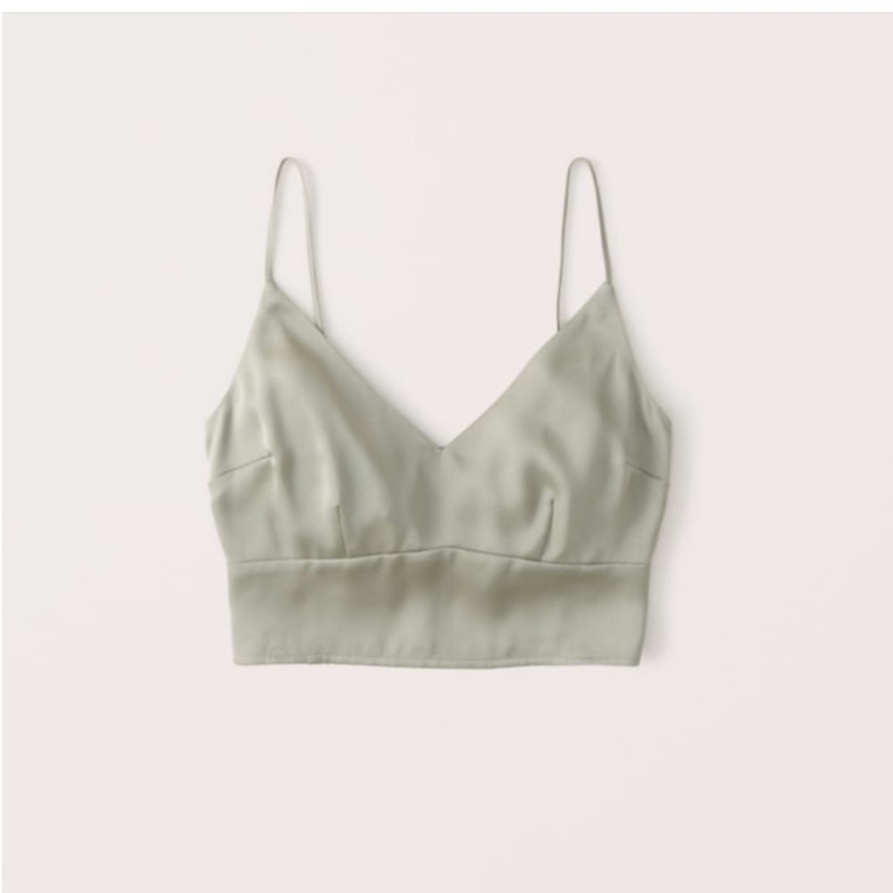 Abercrombie Satin Crop Cami XS Sage Green
